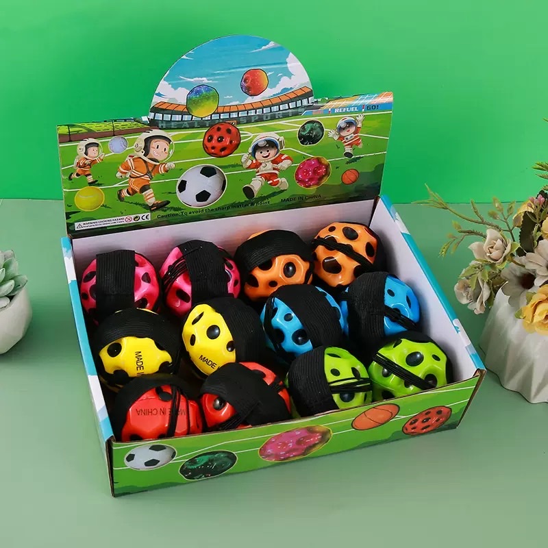 手腕弹力球回弹带绳子PU弹跳球精装高弹洞洞球多孔月亮球解压玩具详情图1