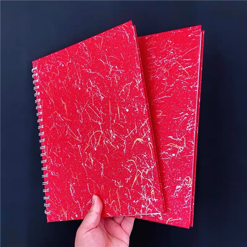 A4 red gilded hard copy book, customized hard copy book for foreign trade, copy book, coil registration book, hard shell notebook