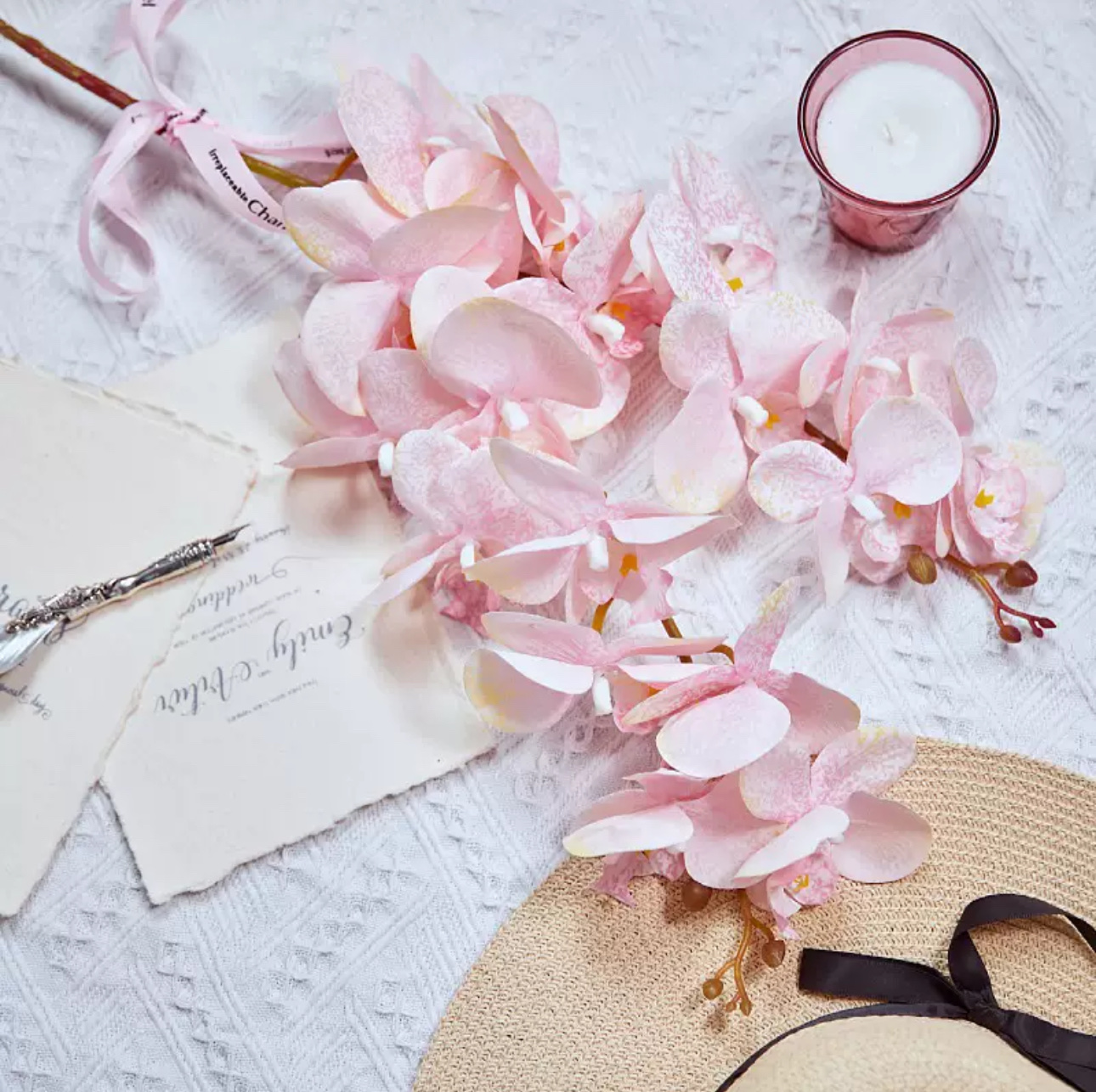 居家装饰玉兰花藤 假花仿真花艺术品 清明花塑料制作 美观耐用逼真仿真花假花白底实物图