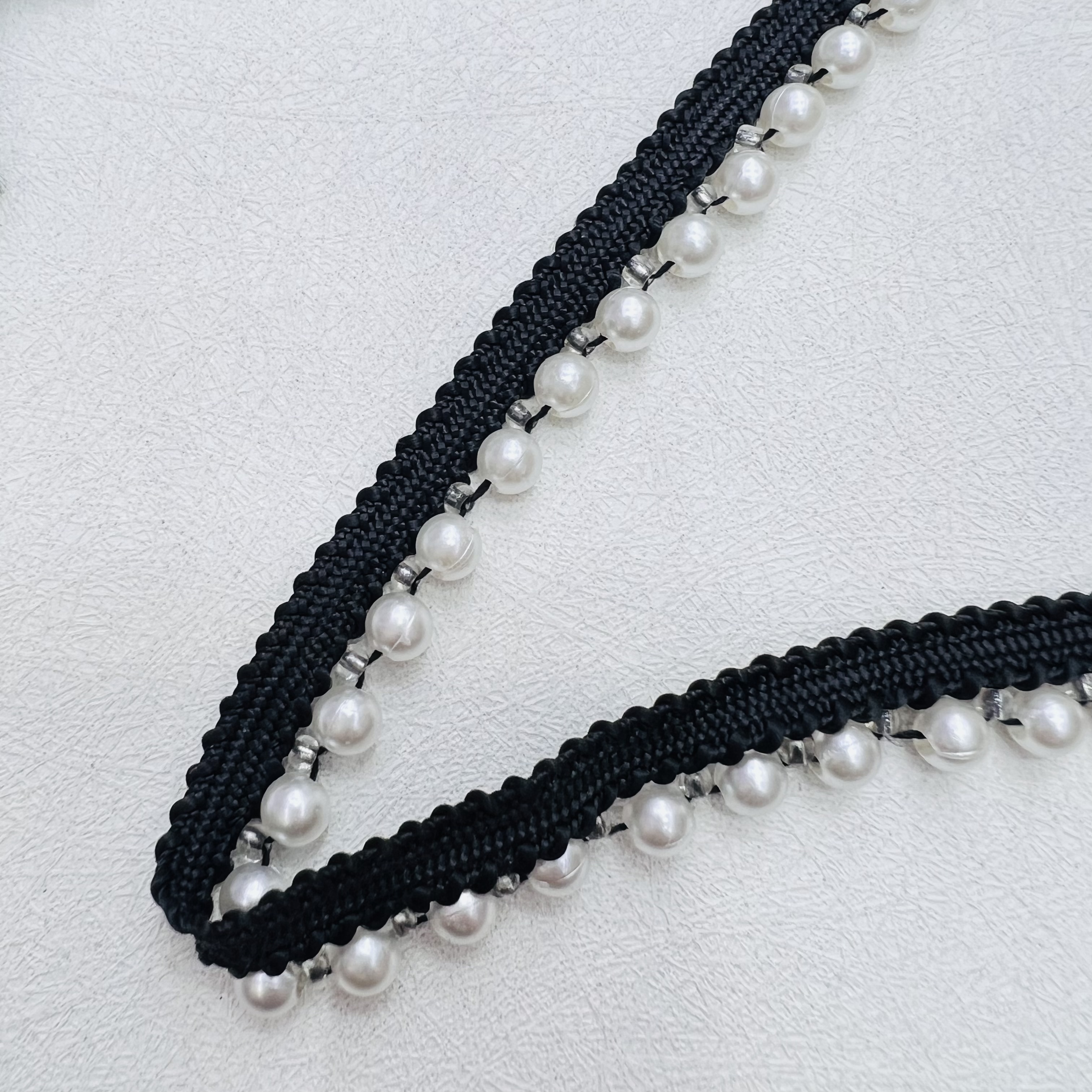 Beaded lace accessories, hand-sewn pearl lace decorative fabric, DIY handcrafted materials, high-end fashionable skirt hem decoration detail image 8