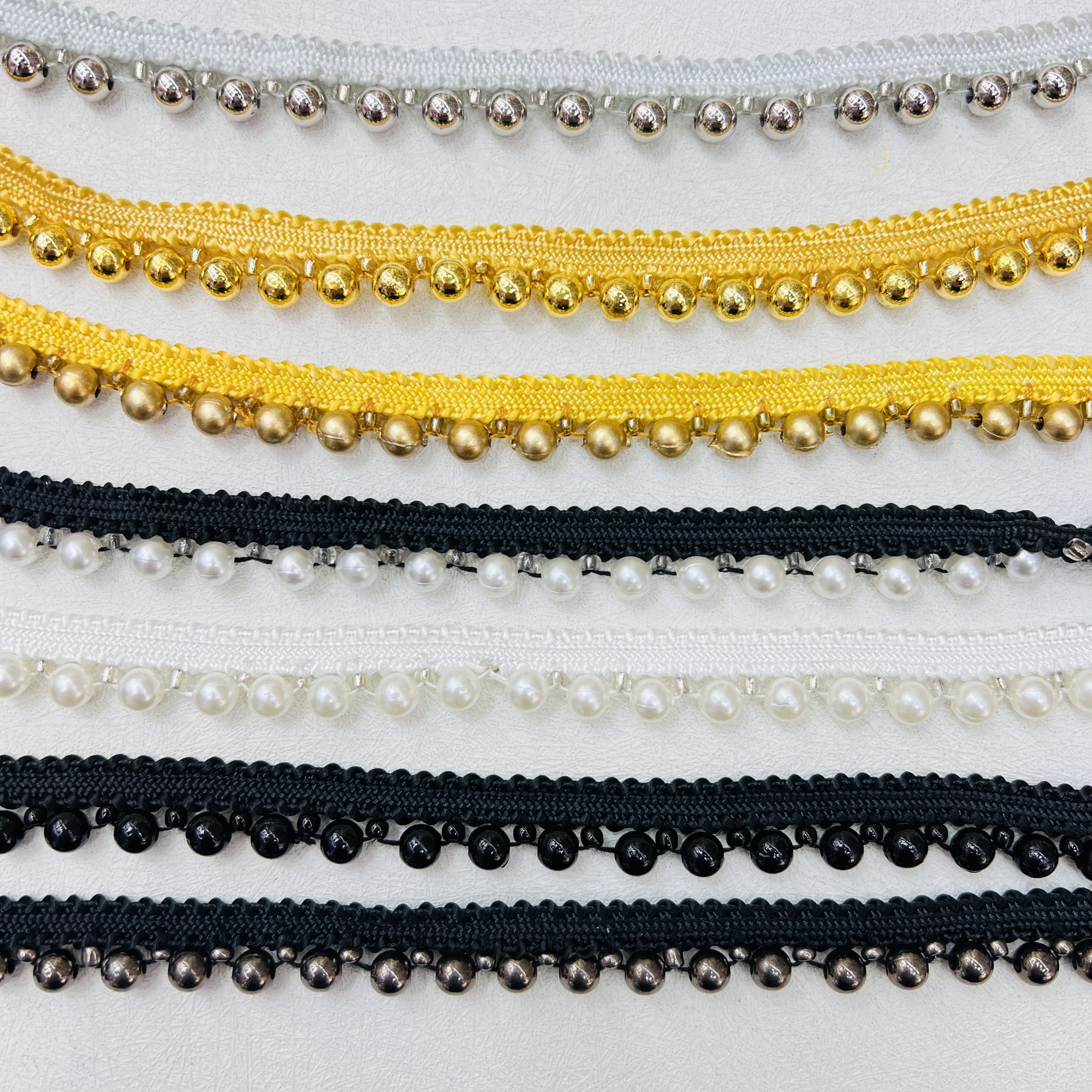 Beaded lace accessories, hand-sewn pearl lace decorative fabric, DIY handcrafted materials, high-end fashionable skirt hem decoration detail image 1