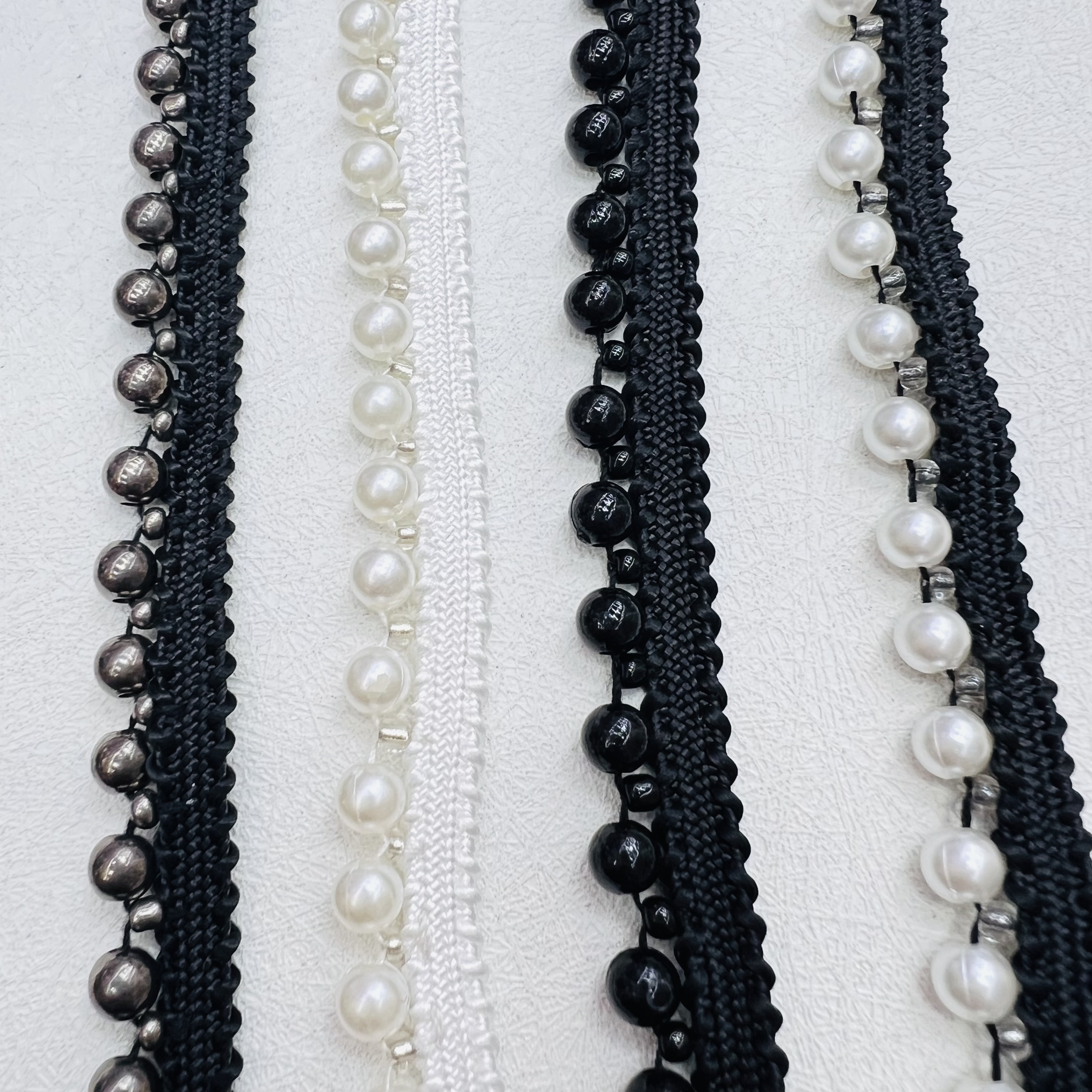 Beaded lace accessories, hand-sewn pearl lace decorative fabric, DIY handcrafted materials, high-end fashionable skirt hem decoration detail image 4