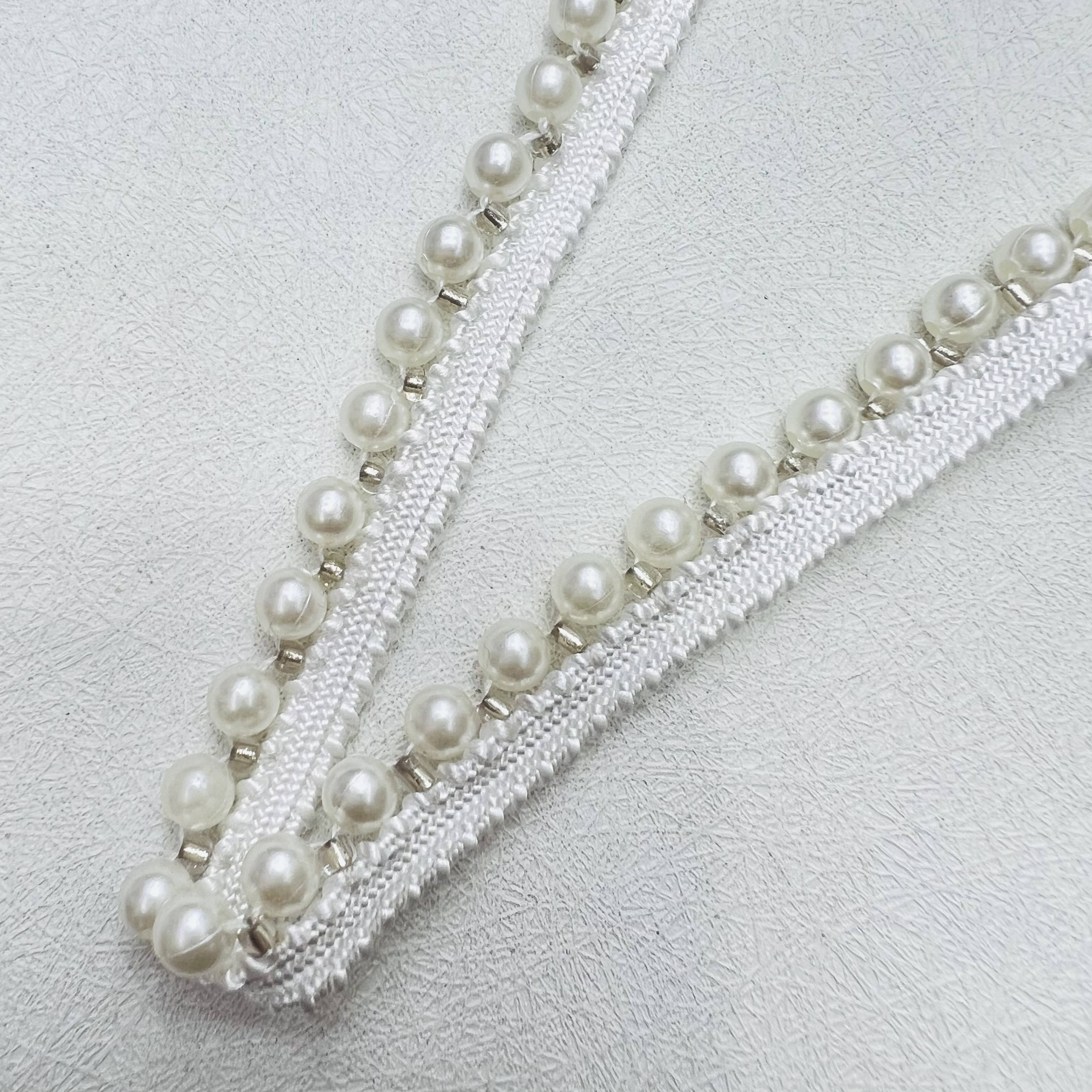 Beaded lace accessories, hand-sewn pearl lace decorative fabric, DIY handcrafted materials, high-end fashionable skirt hem decoration detail image 5