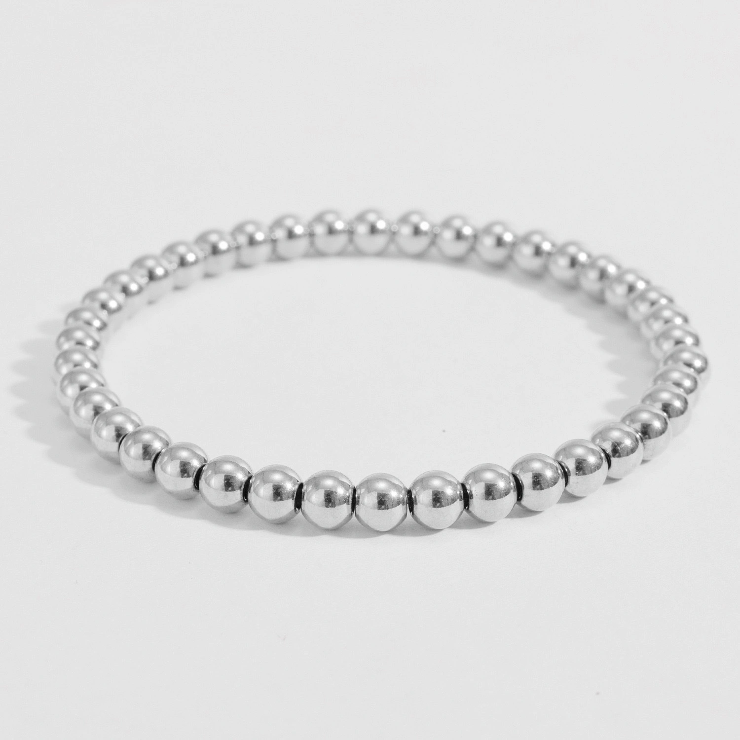 European and American ins fashion, simple and trendy jewelry, niche retro stainless steel plated with 18K elastic beads bracelet detail image 11