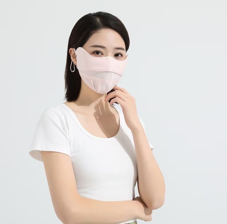 夏冰丝防晒口罩调节扣透气护眼角防紫外线防尘挂耳带调节扣白底实物图