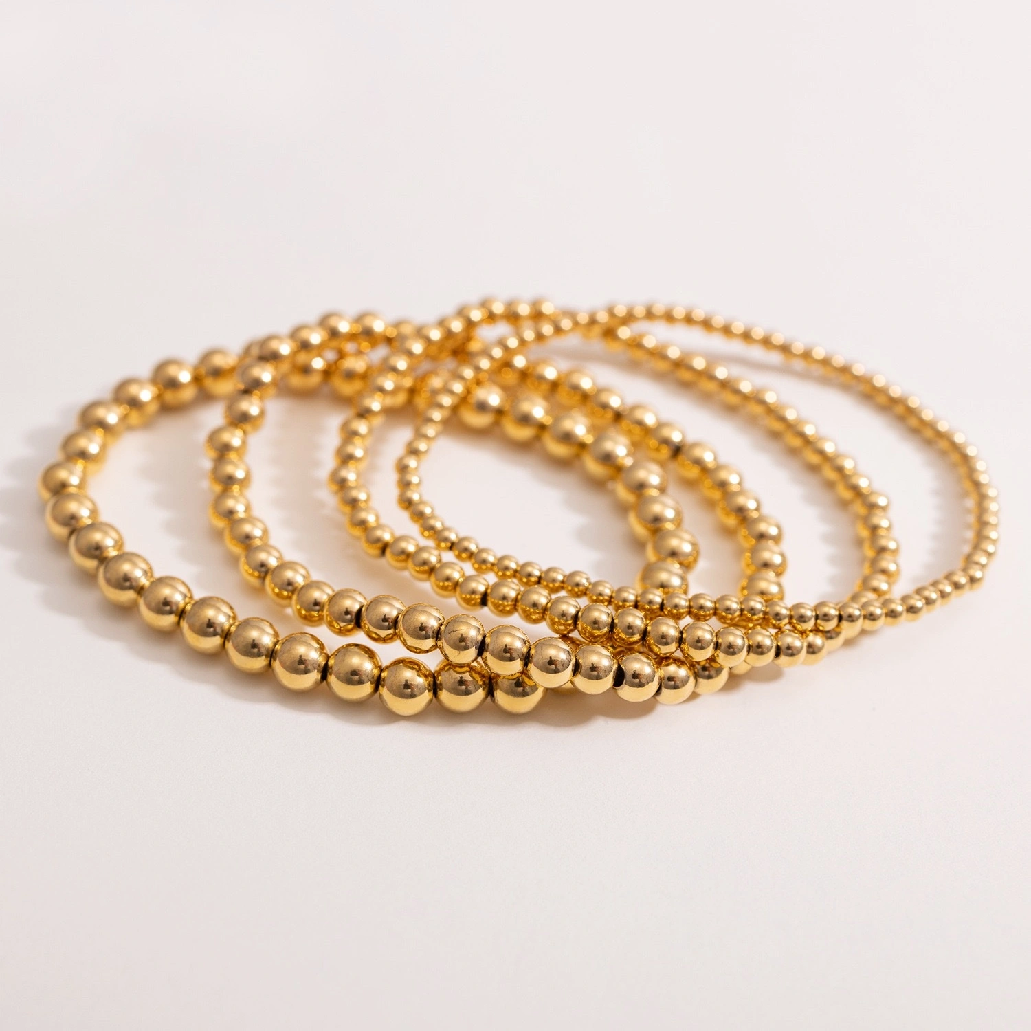 European and American ins fashion, simple and trendy jewelry, niche retro stainless steel plated with 18K elastic beads bracelet detail image 4