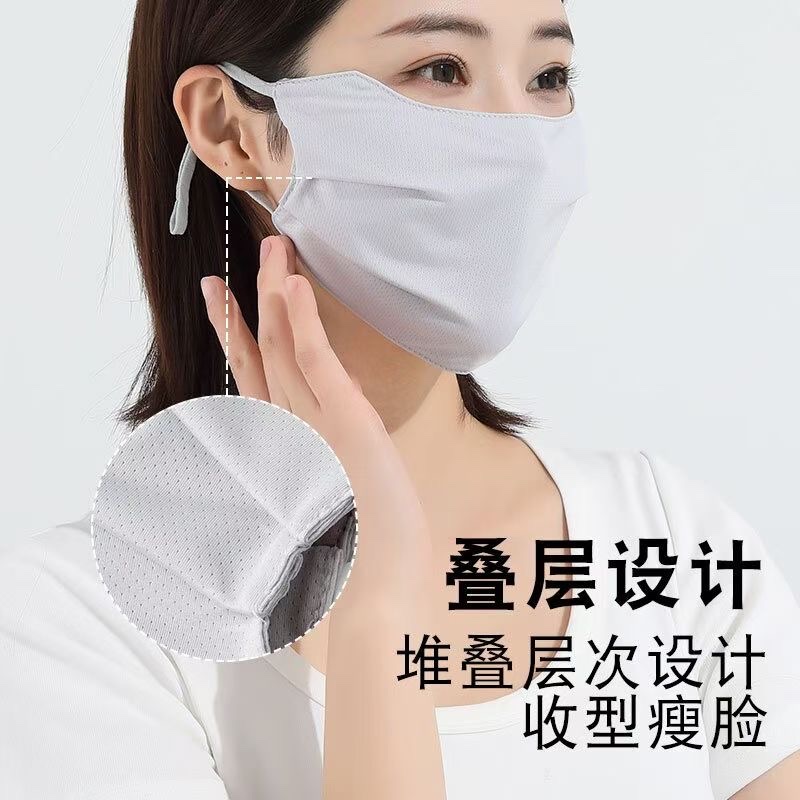 防晒口罩女面罩护眼角遮阳防紫外线防尘透气挂耳式调节扣详情图2