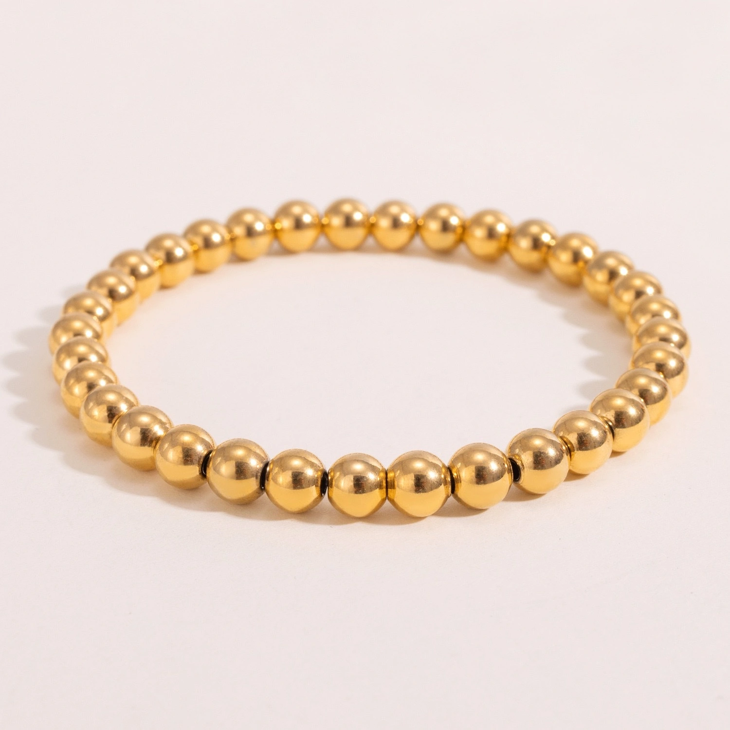 European and American ins fashion, simple and trendy jewelry, niche retro stainless steel plated with 18K elastic beads bracelet detail image 8