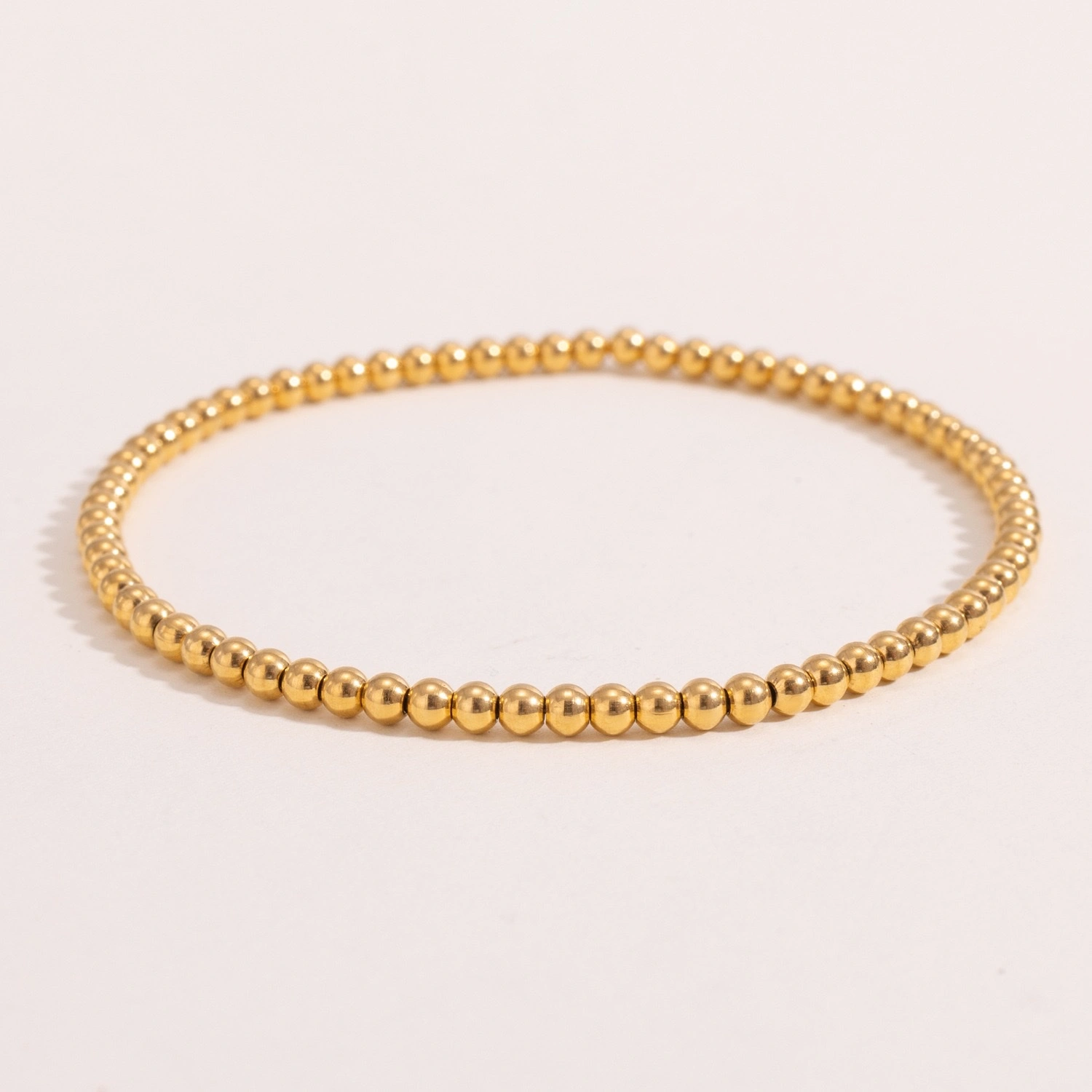 European and American ins fashion, simple and trendy jewelry, niche retro stainless steel plated with 18K elastic beads bracelet detail image 5