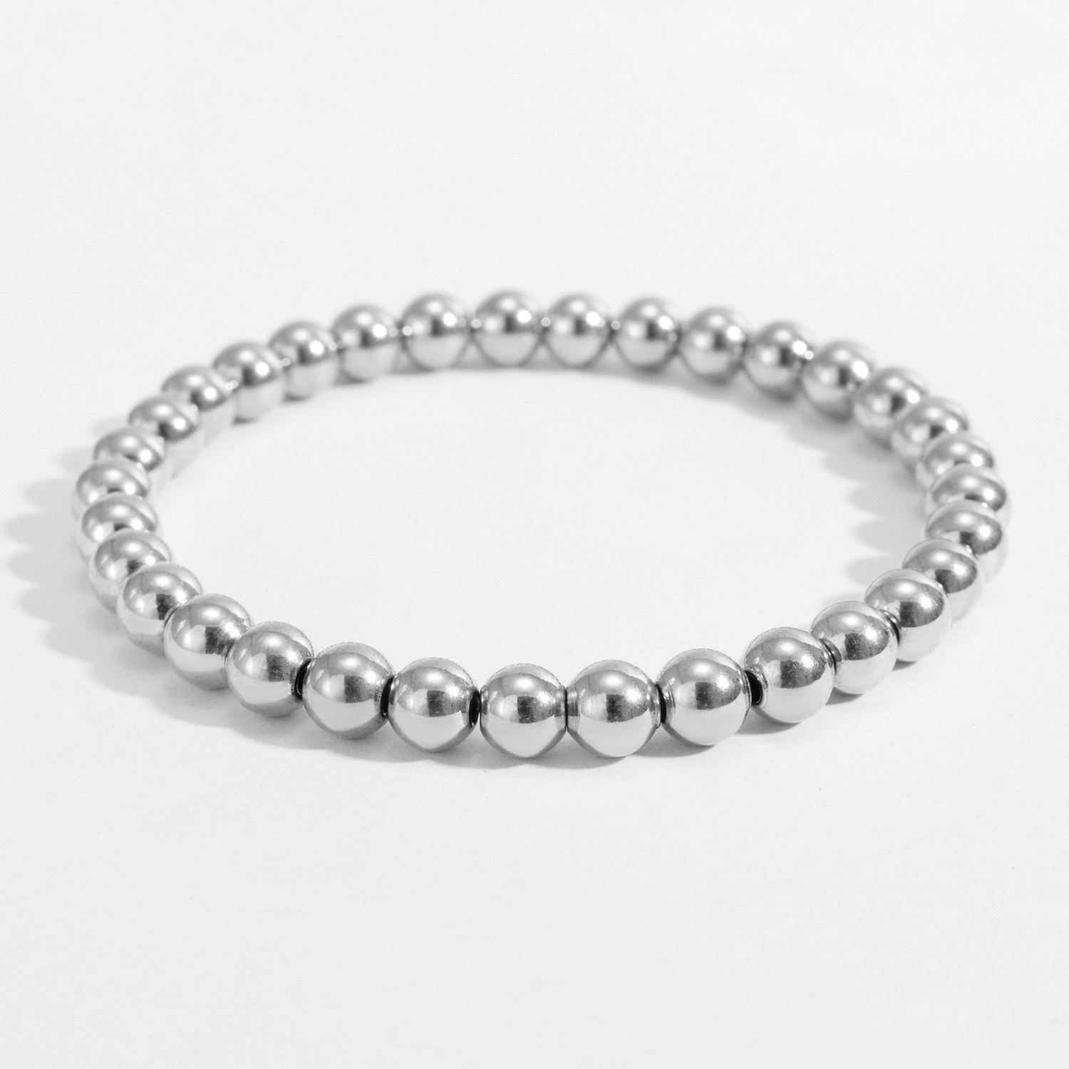 European and American ins fashion, simple and trendy jewelry, niche retro stainless steel plated with 18K elastic beads bracelet detail image 12
