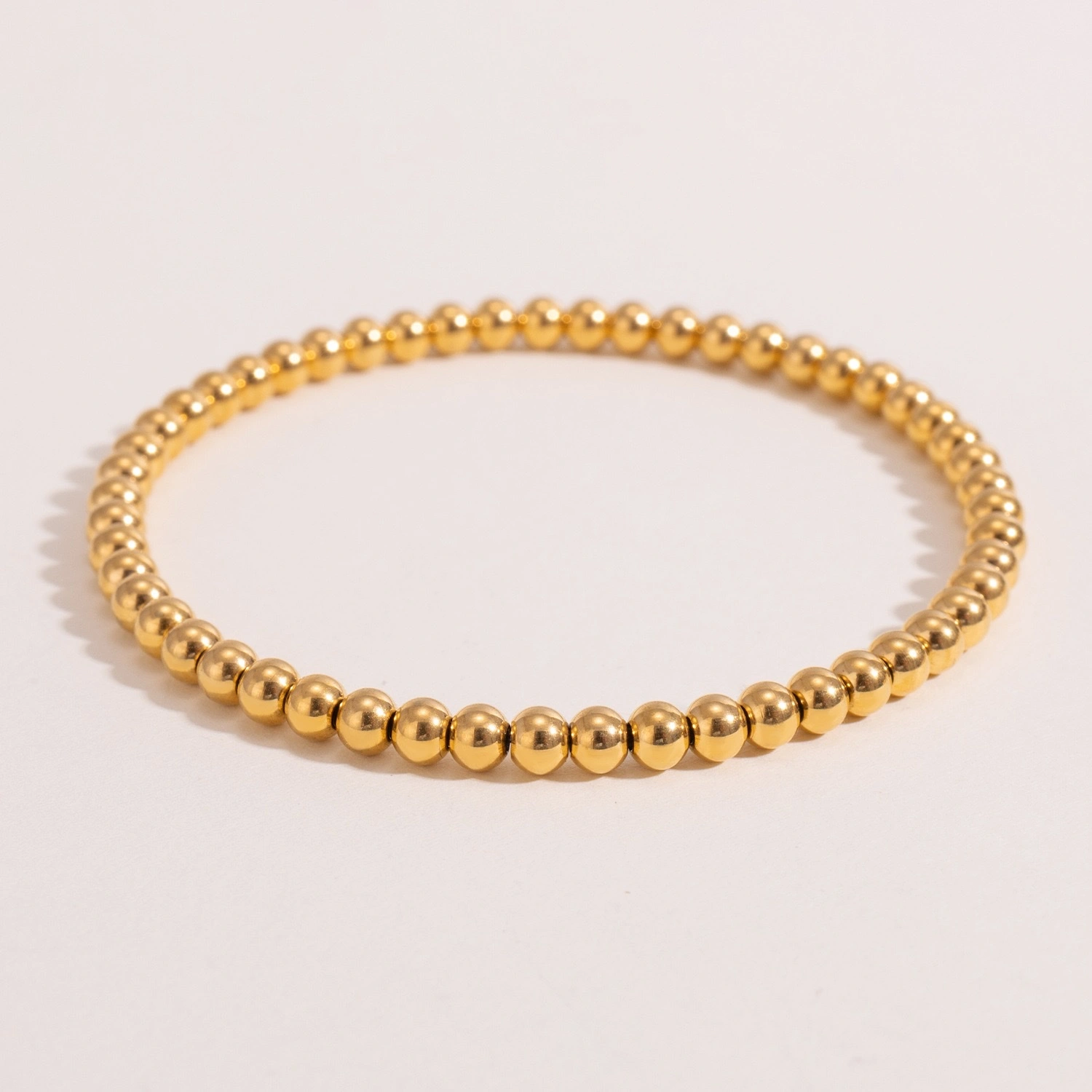 European and American ins fashion, simple and trendy jewelry, niche retro stainless steel plated with 18K elastic beads bracelet detail image 6