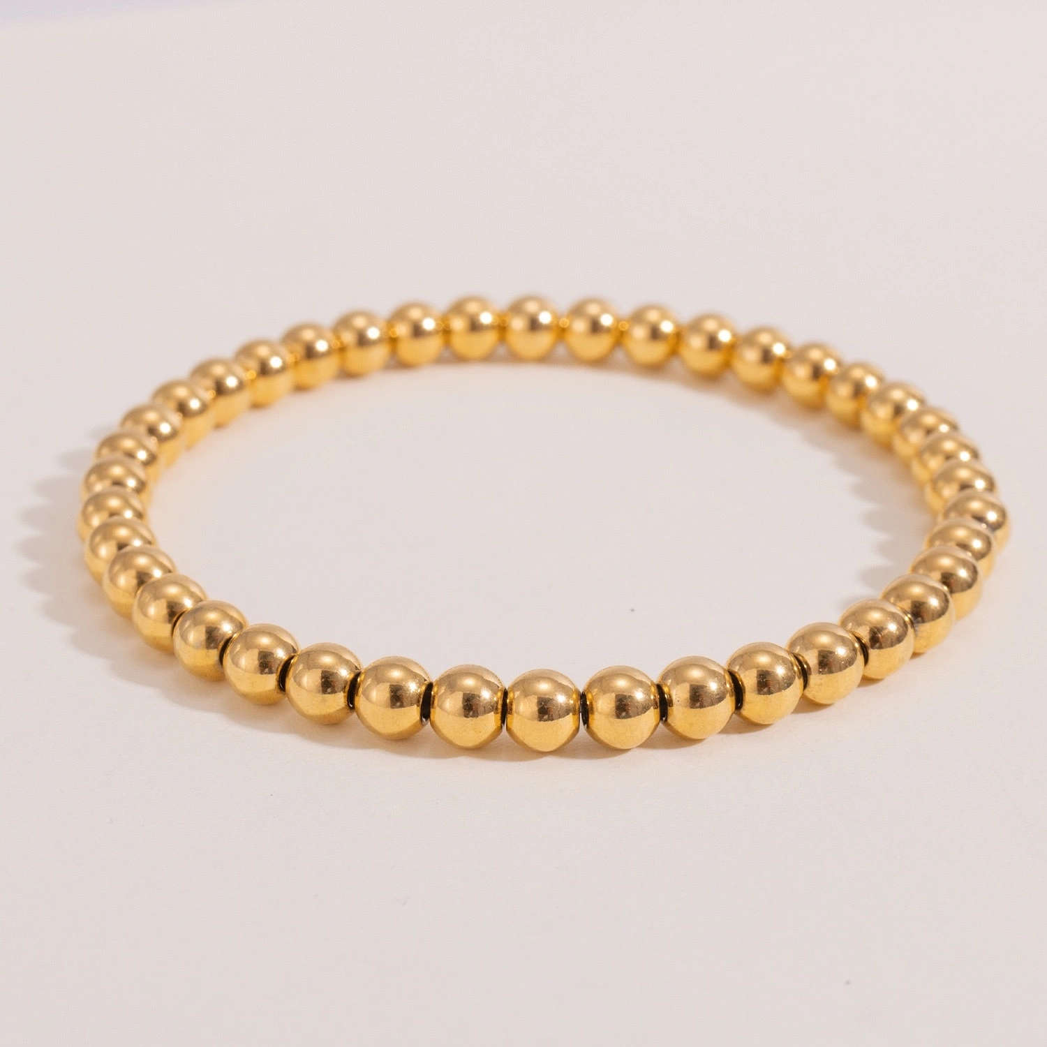 European and American ins fashion, simple and trendy jewelry, niche retro stainless steel plated with 18K elastic beads bracelet detail image 7