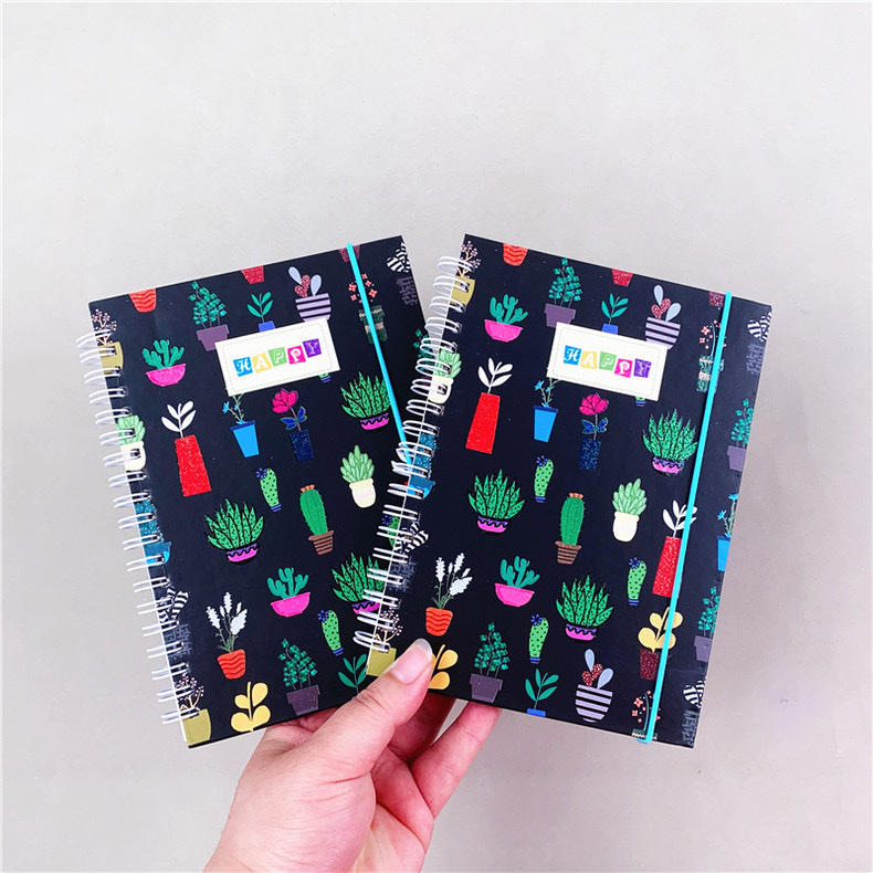 B6 foreign trade export coil notebook, hand-held notebook, coil notebook custom hard shell cartoon cactus horizontal line notebook coil notebook Specification image