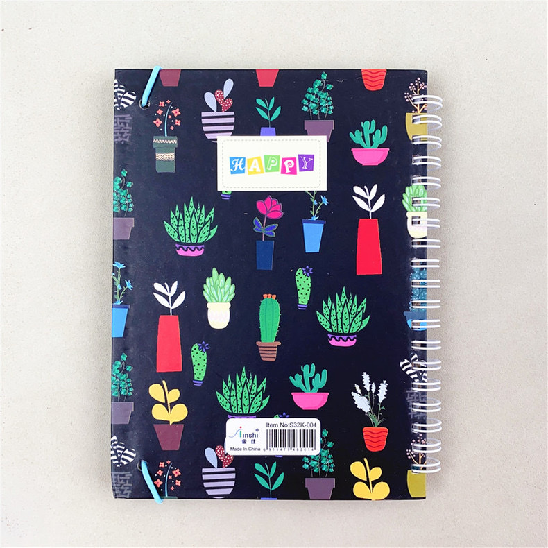 B6 foreign trade export coil notebook, hand-held notebook, coil notebook custom hard shell cartoon cactus horizontal line notebook coil notebook Item Picture
