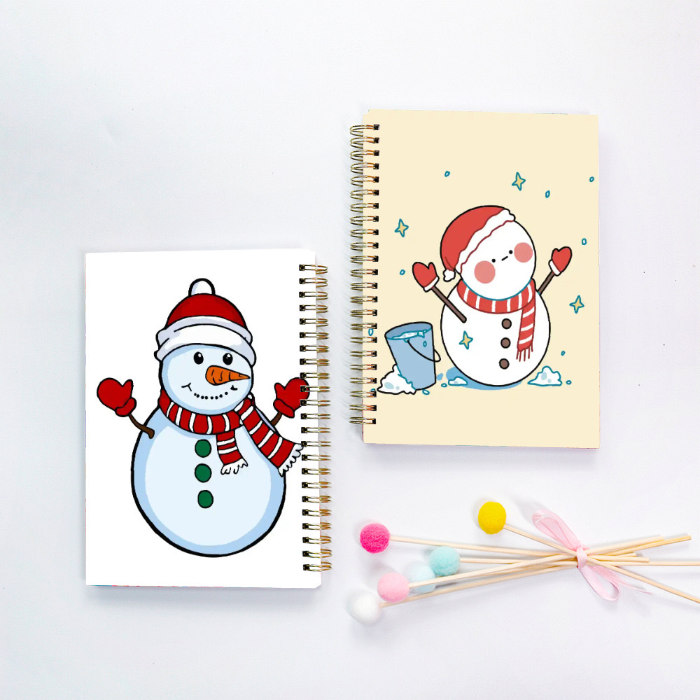 Source Factory Christmas snowman cover Hard shell coil Book A5 horizontal line exercise book can print logo notebook customized loose-leaf book for students simple