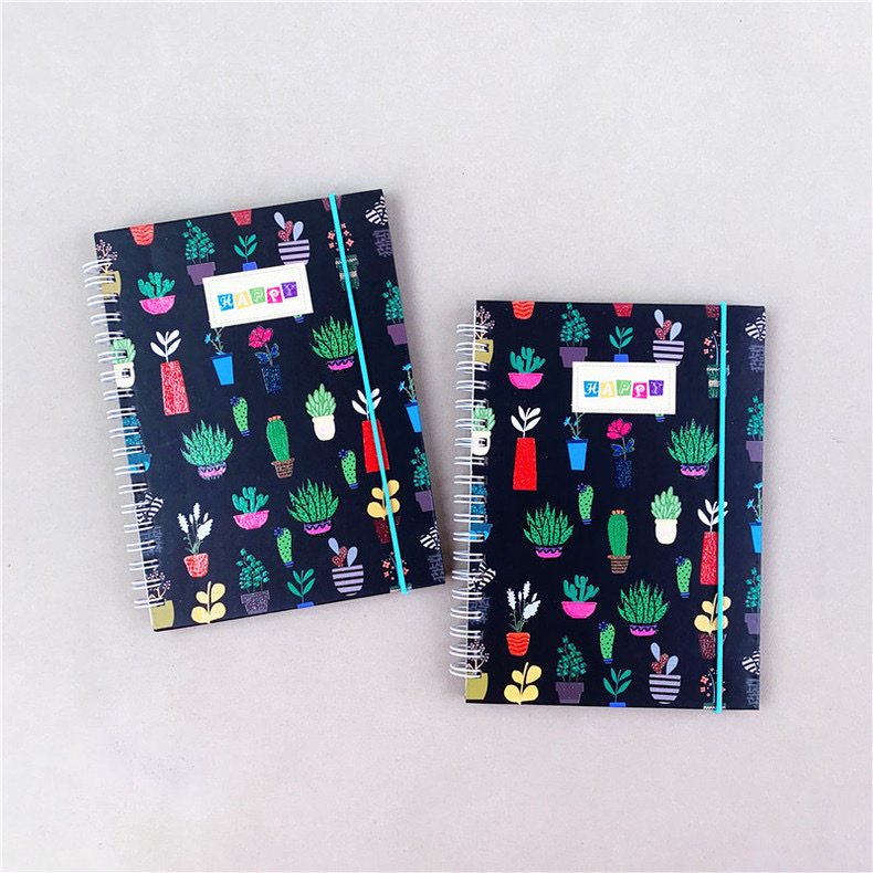 B6 foreign trade export coil notebook, hand-held notebook, coil notebook custom hard shell cartoon cactus horizontal line notebook coil notebook detail image 4