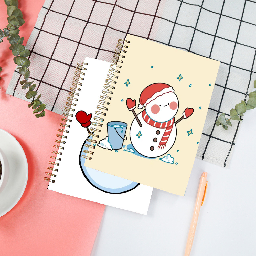 Source Factory Christmas snowman cover Hard shell coil Book A5 horizontal line exercise book can print logo notebook customized loose-leaf book for students simple detail image 5