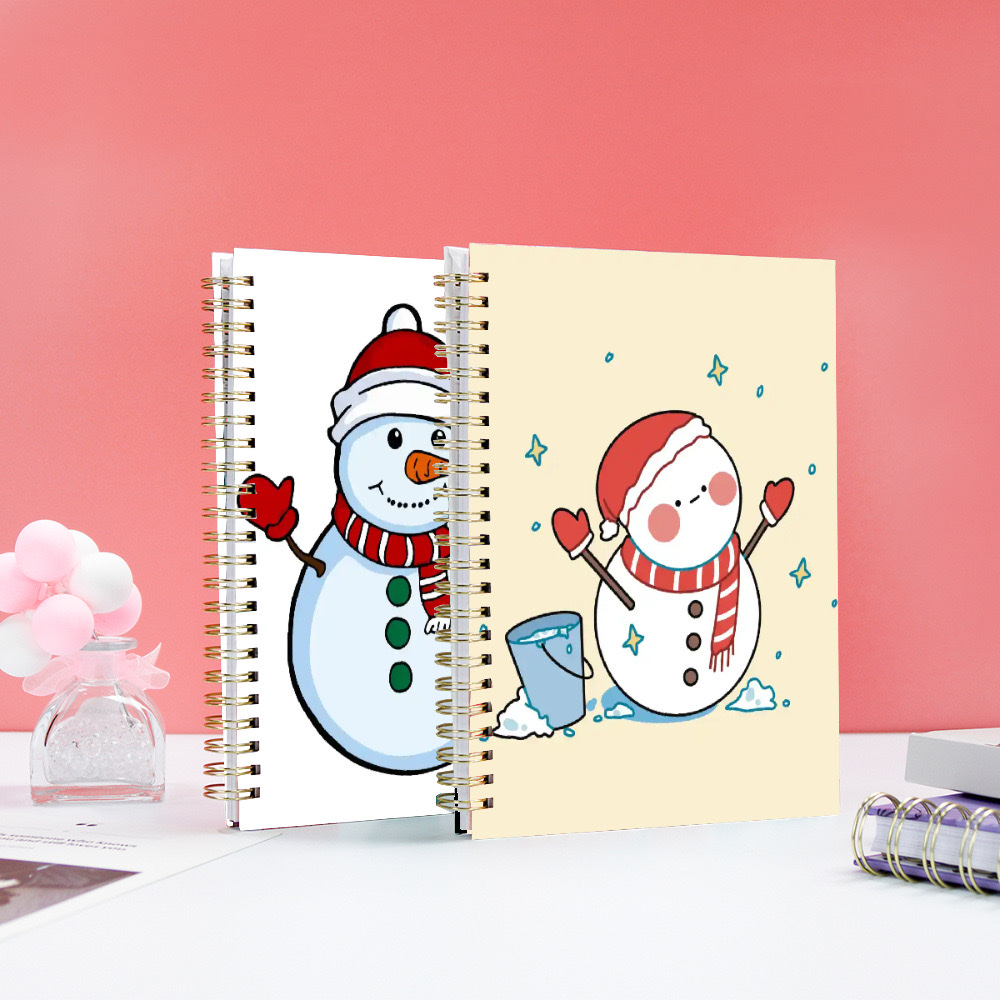 Source Factory Christmas snowman cover Hard shell coil Book A5 horizontal line exercise book can print logo notebook customized loose-leaf book for students simple detail image 3