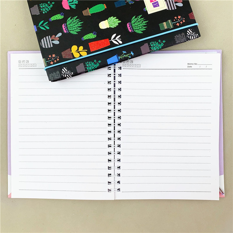 B6 foreign trade export coil notebook, hand-held notebook, coil notebook custom hard shell cartoon cactus horizontal line notebook coil notebook detail image 6