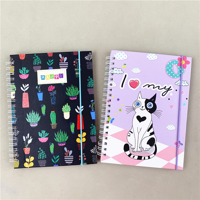 B6 foreign trade export coil notebook, hand-held notebook, coil notebook custom hard shell cartoon cactus horizontal line notebook coil notebook detail image 2