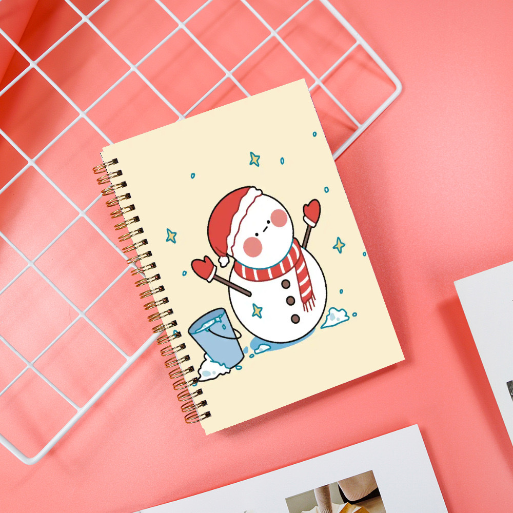 Source Factory Christmas snowman cover Hard shell coil Book A5 horizontal line exercise book can print logo notebook customized loose-leaf book for students simple Application Scenario