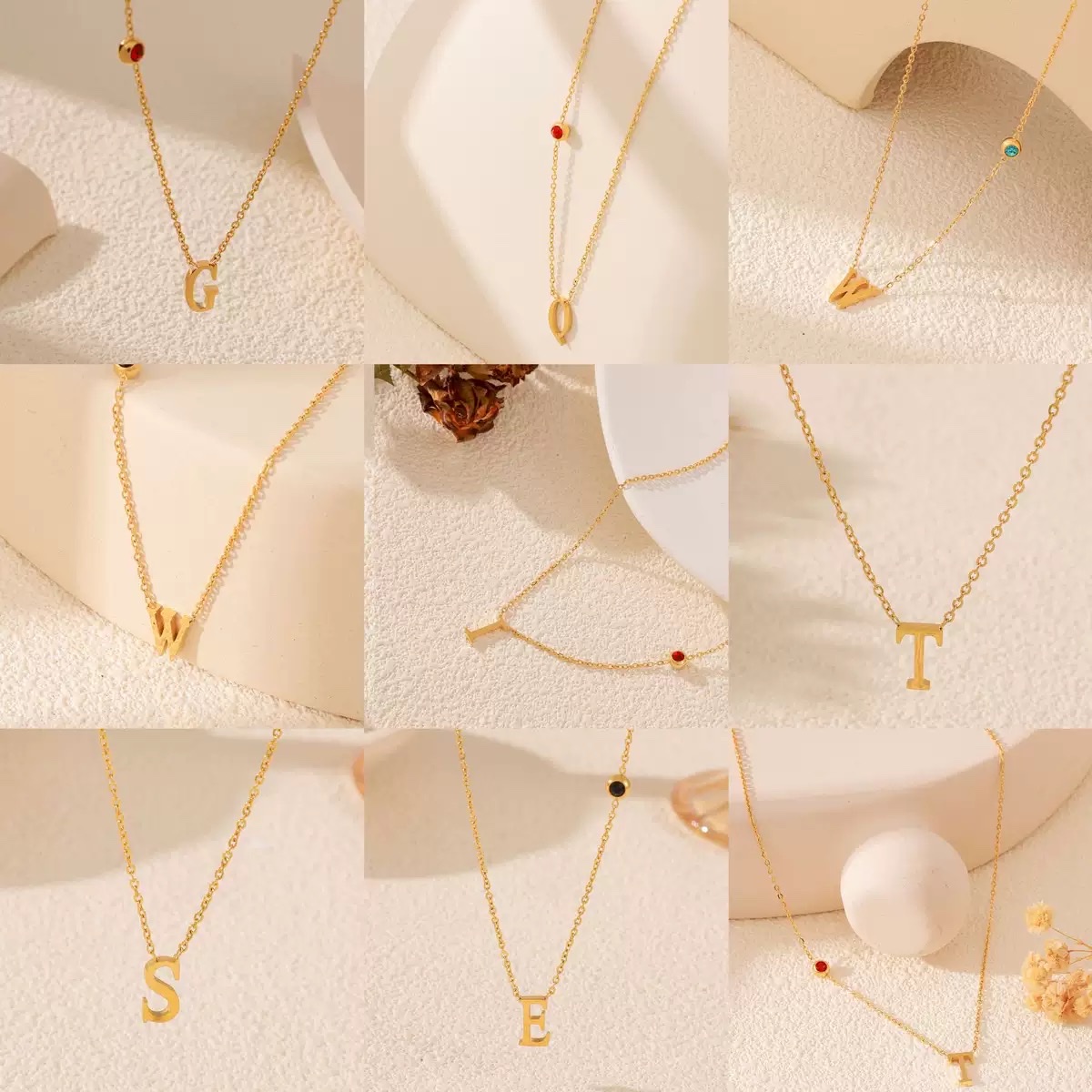 欧美跨境ins彩锆字母颈链简约百搭小众设计锁骨链设计钛钢饰品