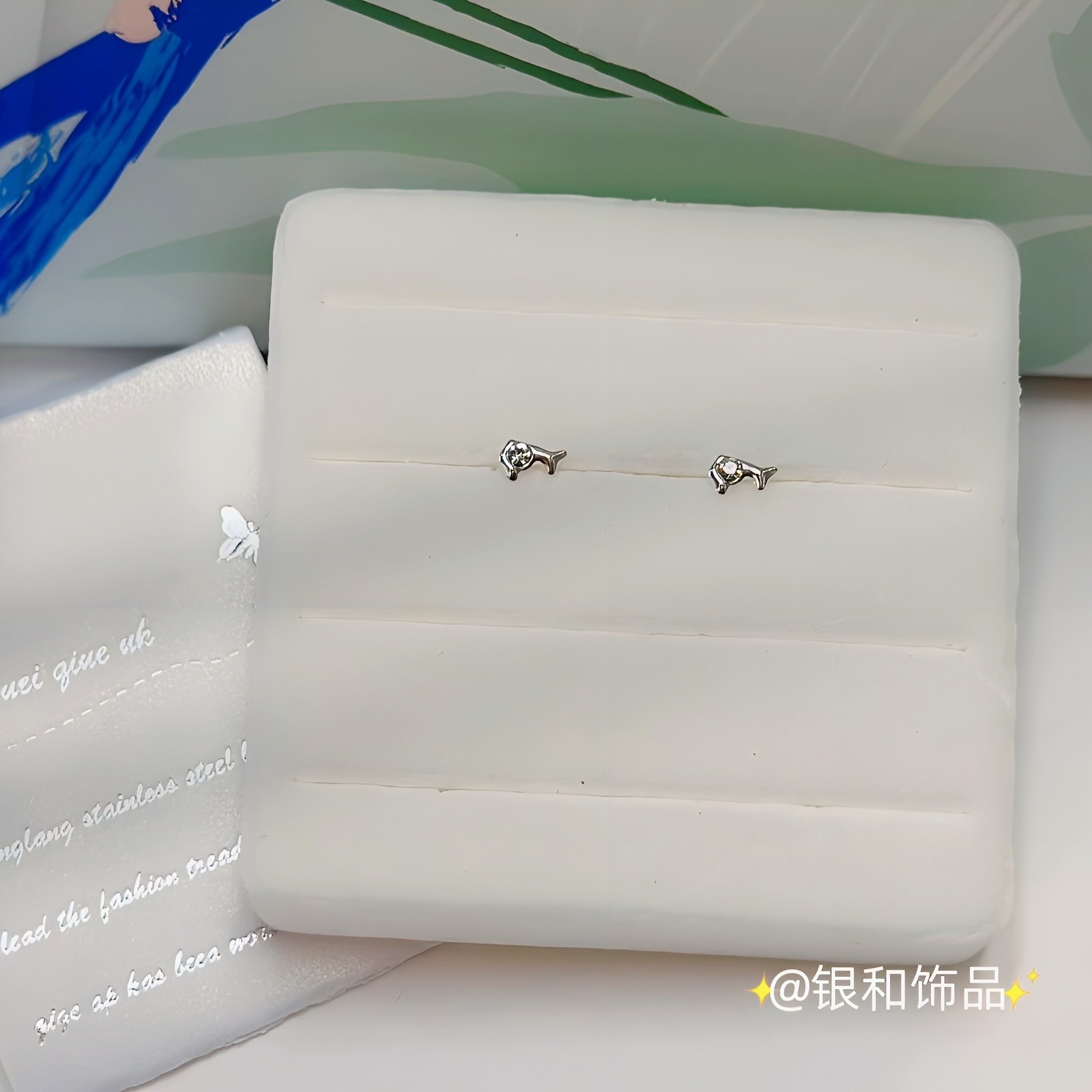 Sterling Silver Nose Stud Female European And American Style Fashion Personality Earrings Elegant Dazzling High Quality Nose Stud Dolphin Nose details Picture