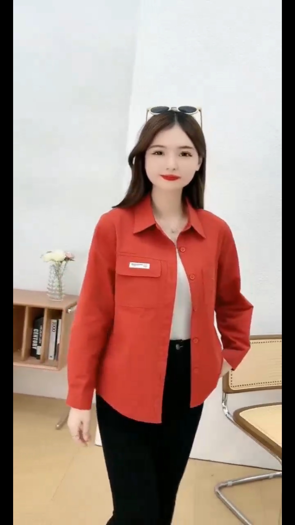 New arrivals for Spring/Autumn 2025 women's wear: Orange-red and yellow long-sleeved tops are popular and fashionable middle-aged clothing. Sizes range from XL to 5XL Specification image