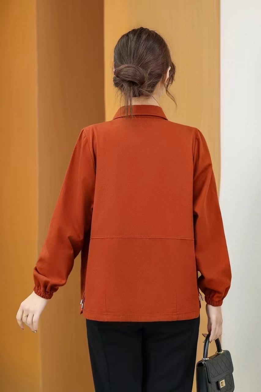 New arrivals for Spring/Autumn 2025 women's wear: Orange long-sleeved tops, fashionable middle-aged clothing. Sizes: XL to 5XL detail image 3