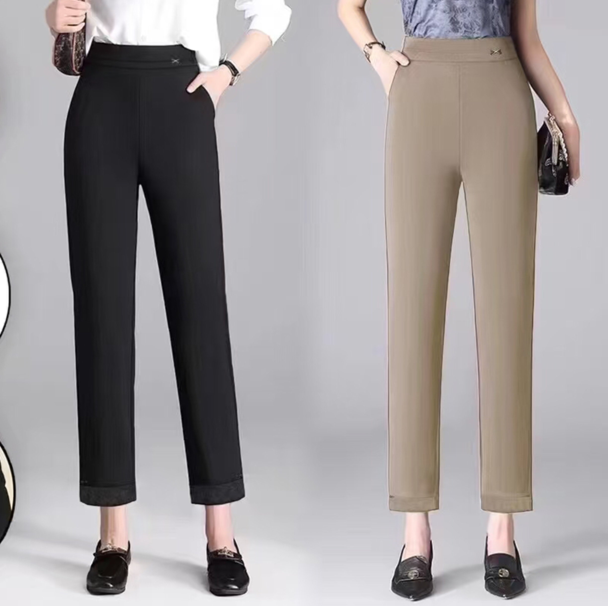 For the Spring and autumn of 2025, straight-leg women's pants are simple, height-enhancing, slimming, fashionable and trendy new women's wear in black khaki. The sizes range from 2XL to 5XL