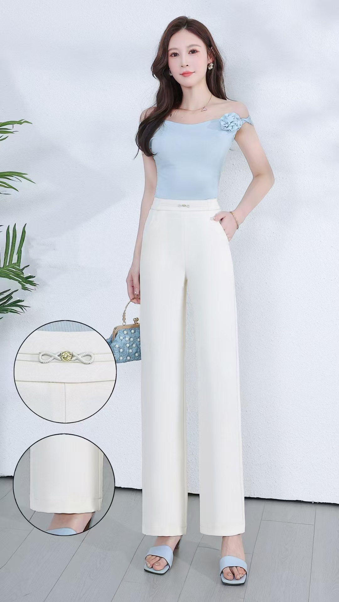For the Spring and autumn of 2025, straight-leg women's pants are simple, height-enhancing, slimming and fashionable. New women's beige pants are available in sizes ranging from 2XL to 5XL pic 3