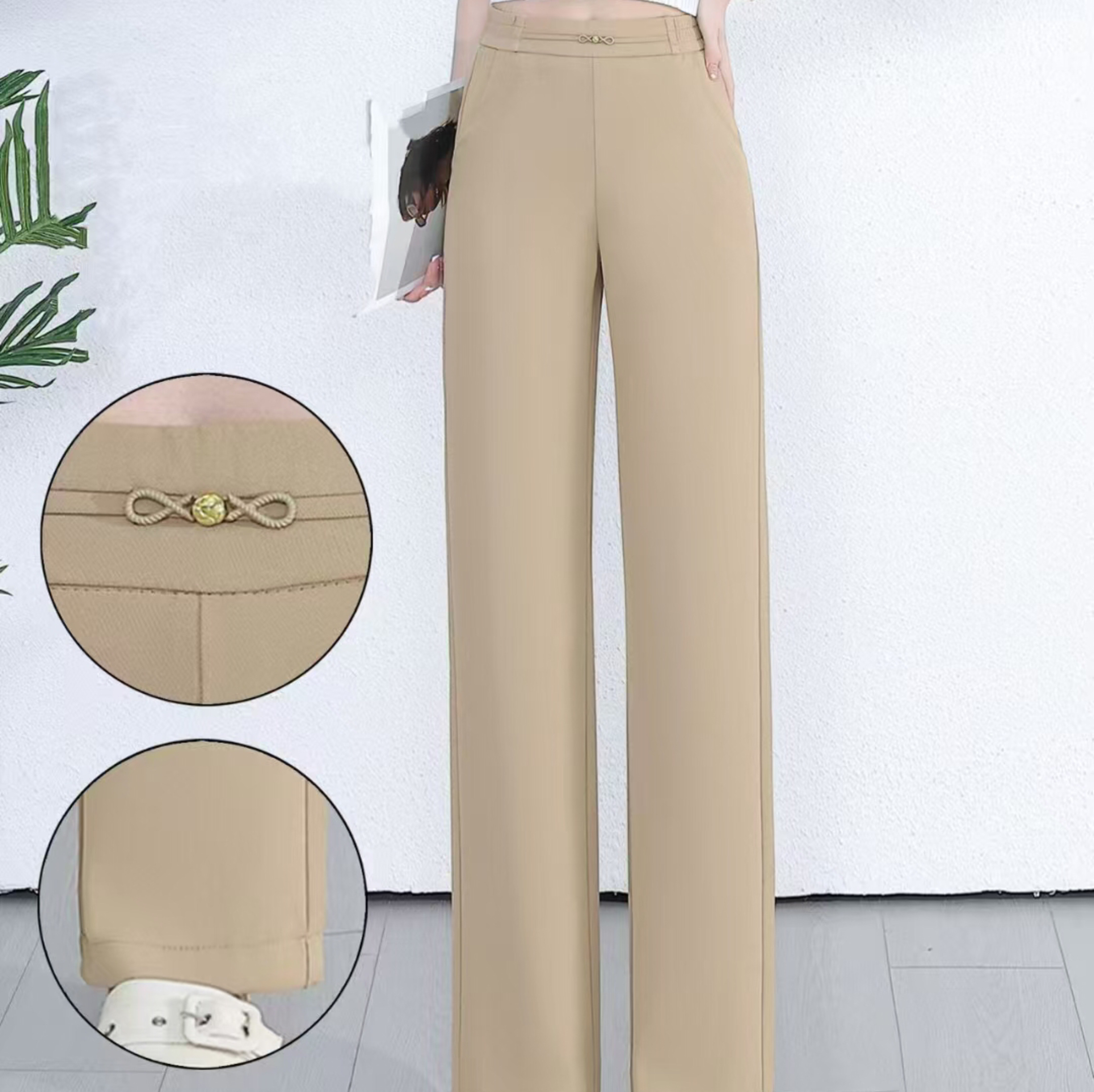 For the Spring and autumn of 2025, women's straight-leg pants are simple, height-enhancing, slimming, fashionable and trendy. The khaki pants are available in sizes ranging from 2XL to 5XL
