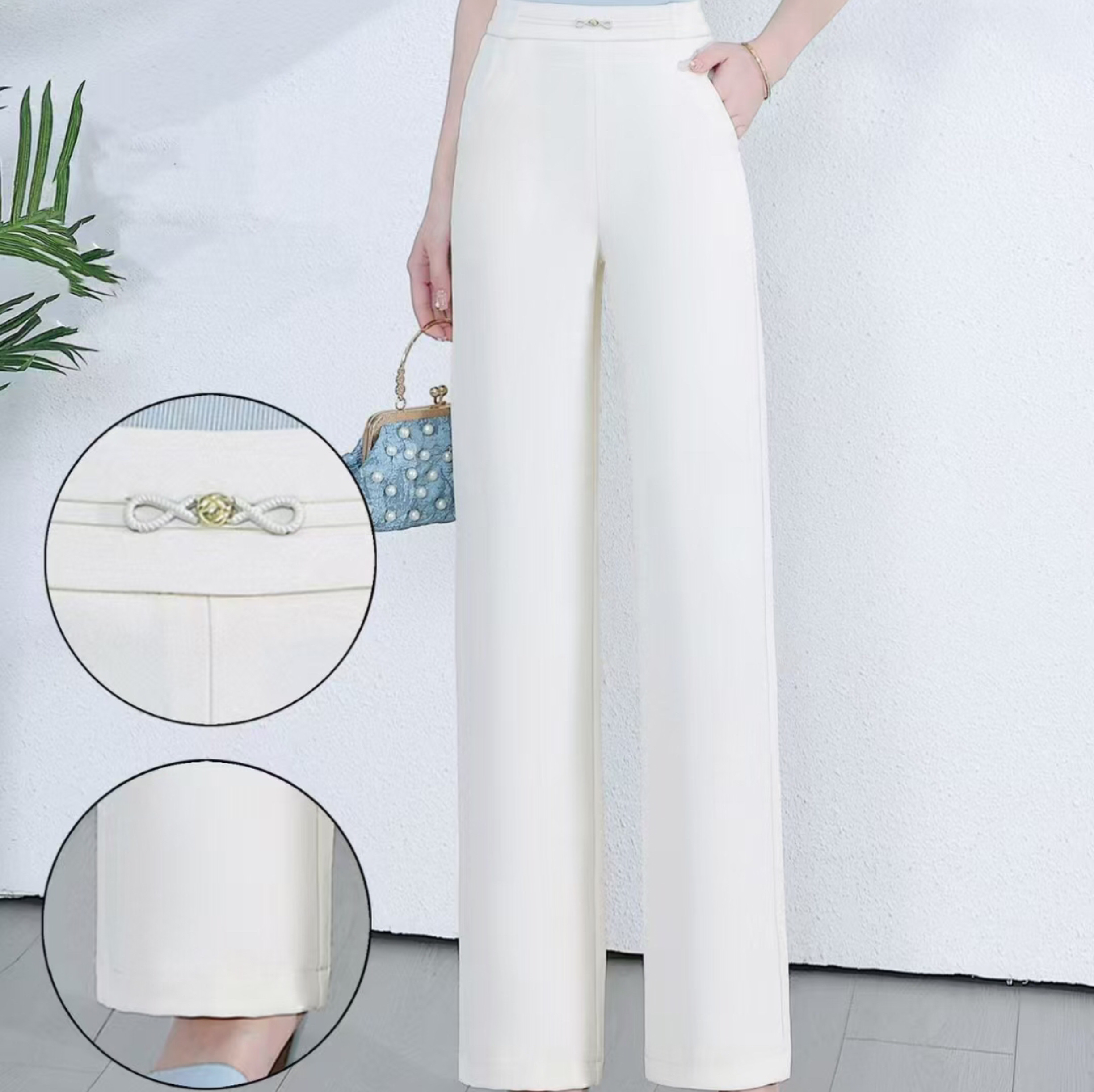 For the Spring and autumn of 2025, straight-leg women's pants are simple, height-enhancing, slimming and fashionable. New women's beige pants are available in sizes ranging from 2XL to 5XL