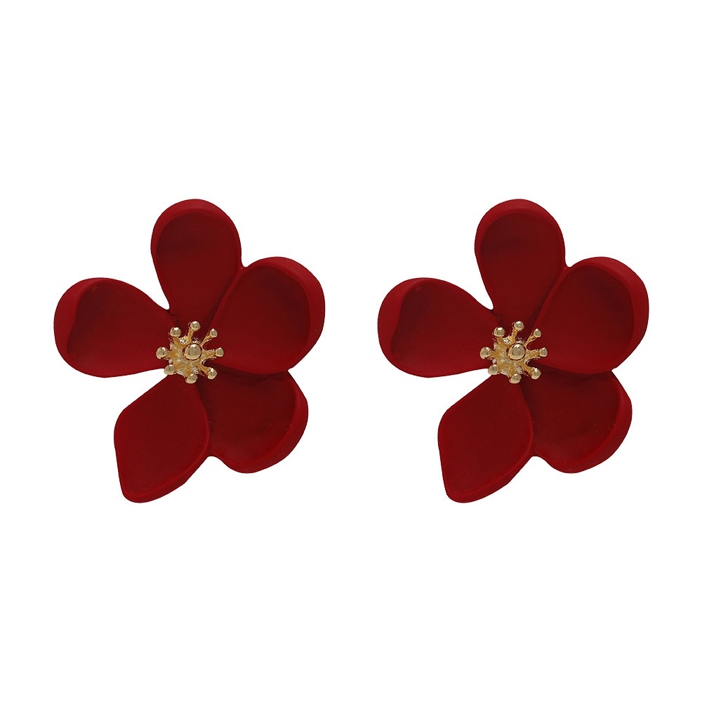 European and American holiday retro French metal flower earrings, exaggerated light luxury and high-end design, fairy-like stud earrings details Picture