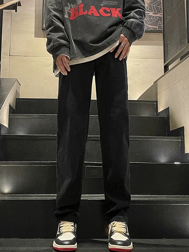 黑色牛仔裤男弹力裤子直筒裤男生复古修身长裤男士2025新款休闲裤产品图