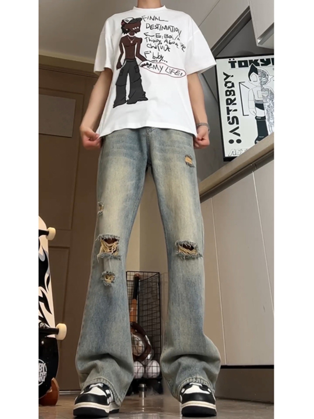 男士牛仔裤实物图
