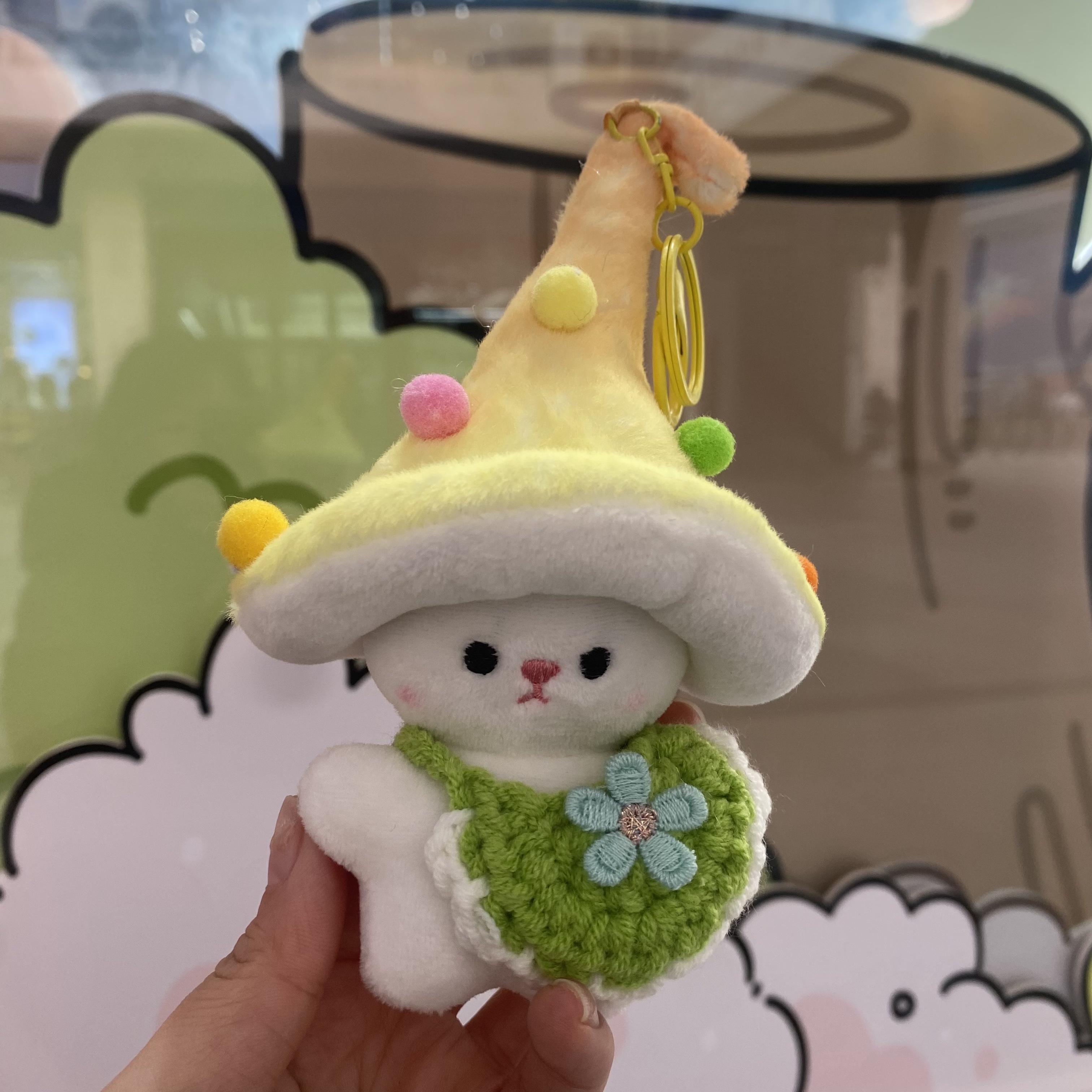 蘑菇女孩 卡通玩偶挂件 车载装饰品 卡包挂饰 毛绒玩具小挂件 软萌可爱详情图2