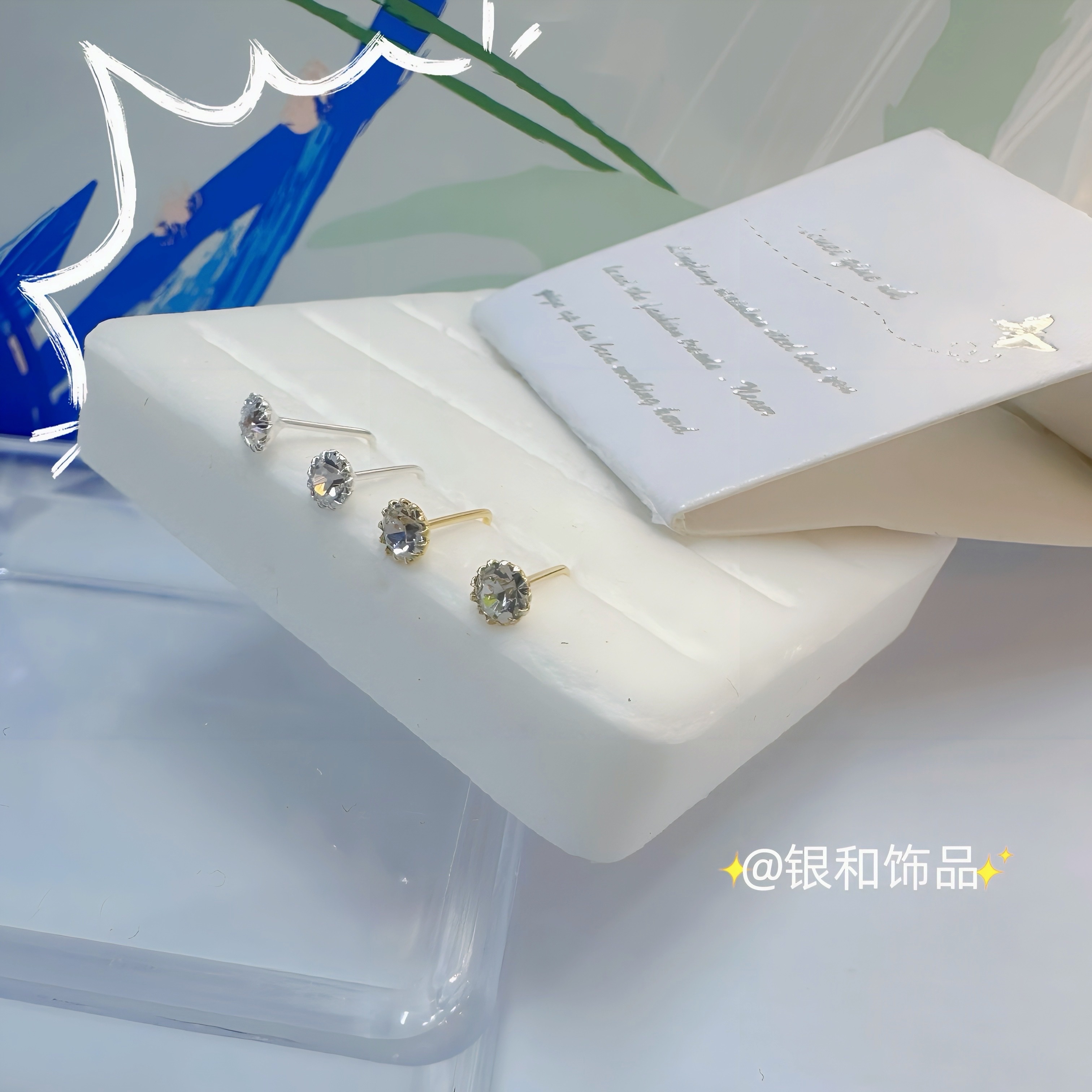 Sterling silver nose stud female European and American style personality fashion nose jewelry advanced sense dazzling nose stud jewelry high quality sterling silver material Application Scenario