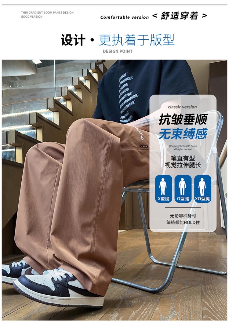 美式高街裤子男春夏季2025新款潮流阔腿宽松直筒休闲长裤详情图2