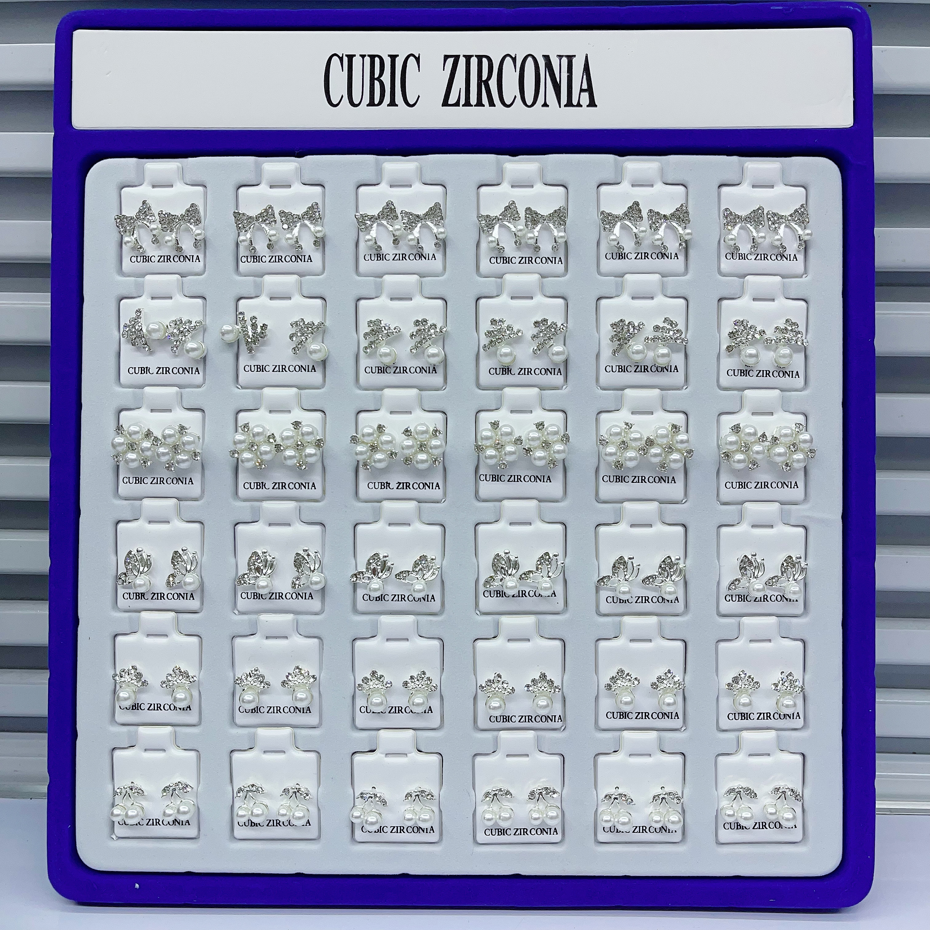 欧美跨境36对盒装简约珍珠耳钉女镀银针耳饰高级感耳釘外贸批发夜市摆摊