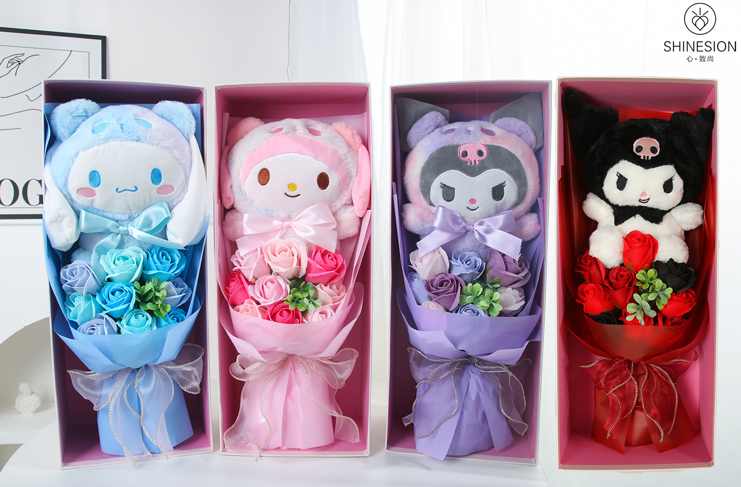 节日特别礼物 香皂花束成品 香皂花装饰 花束玩偶公仔 甜美浪漫香皂花束礼盒