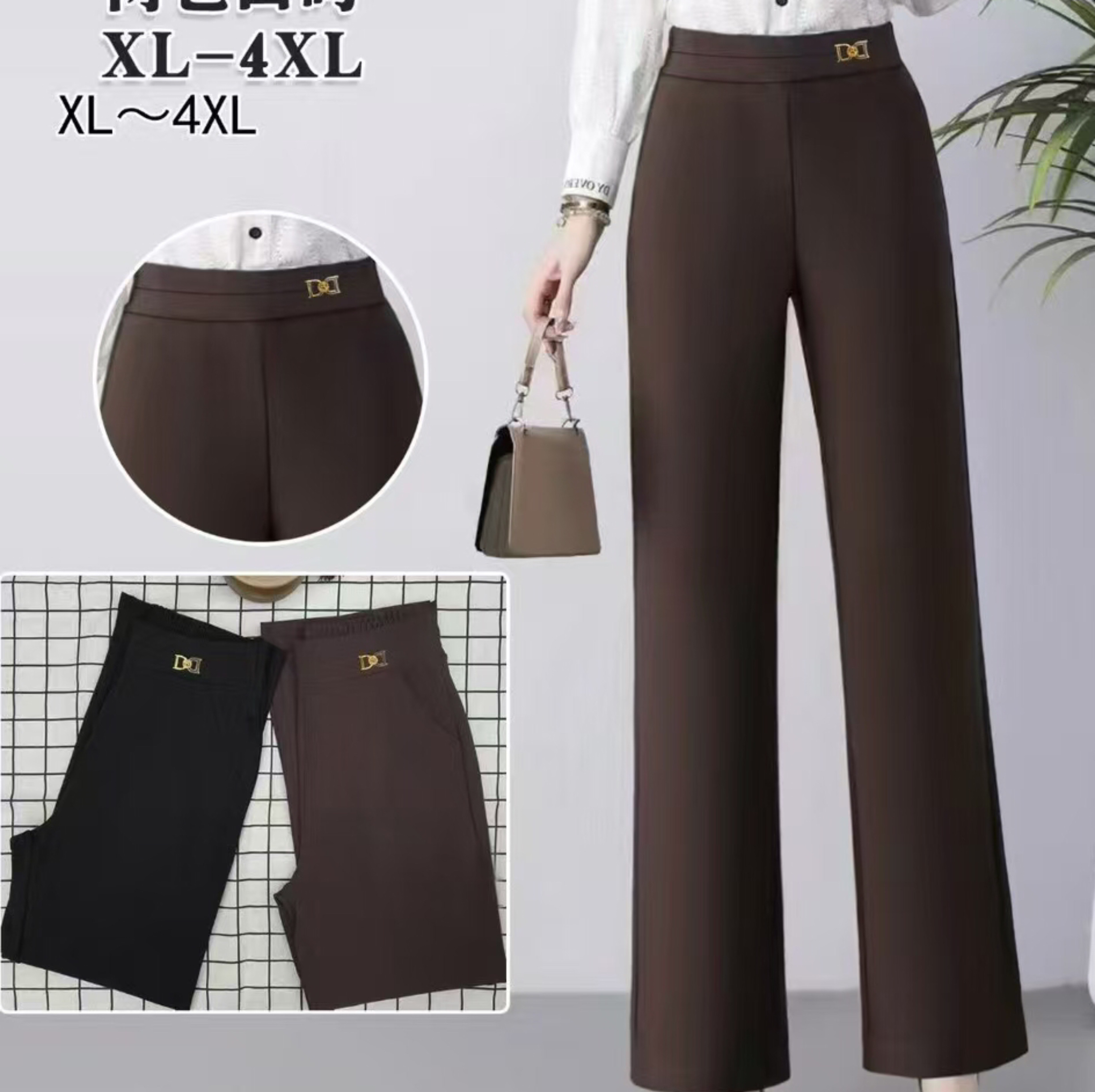 For the Spring and autumn of 2025, straight-leg women's pants are simple, height-enhancing, slimming and fashionable. New women's coffee-colored pants are available in sizes ranging from 2XL to 5XL