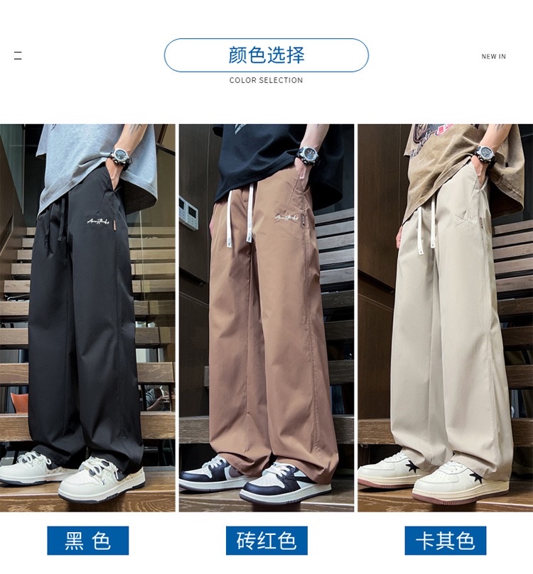 美式高街裤子男春夏季2025新款潮流阔腿宽松直筒休闲长裤详情图9