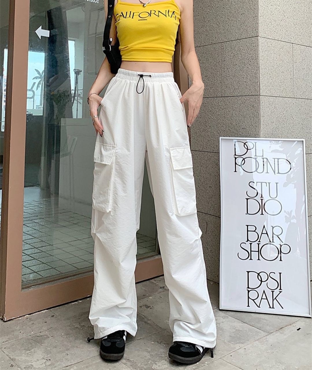 2025夏季新款速干高腰阔腿工装裤男美式降落伞裤子休闲运动长裤子产品图
