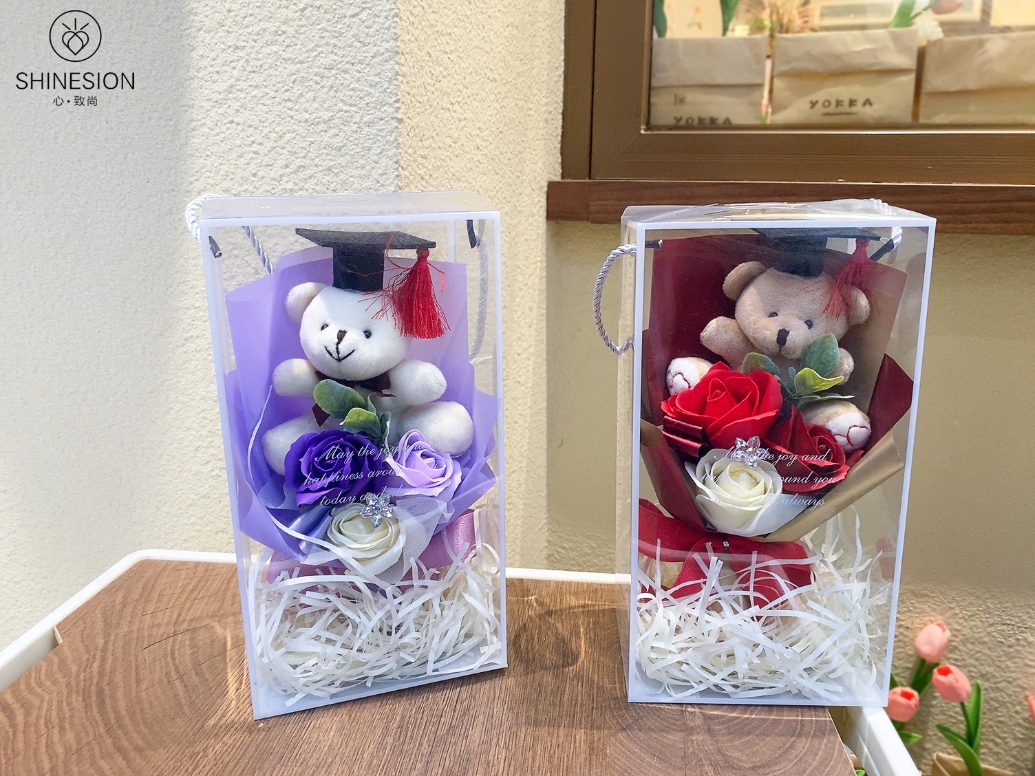毕业季特别礼物 香皂花束成品 毕业季必需花束玩偶公仔 香皂花束公仔玩偶