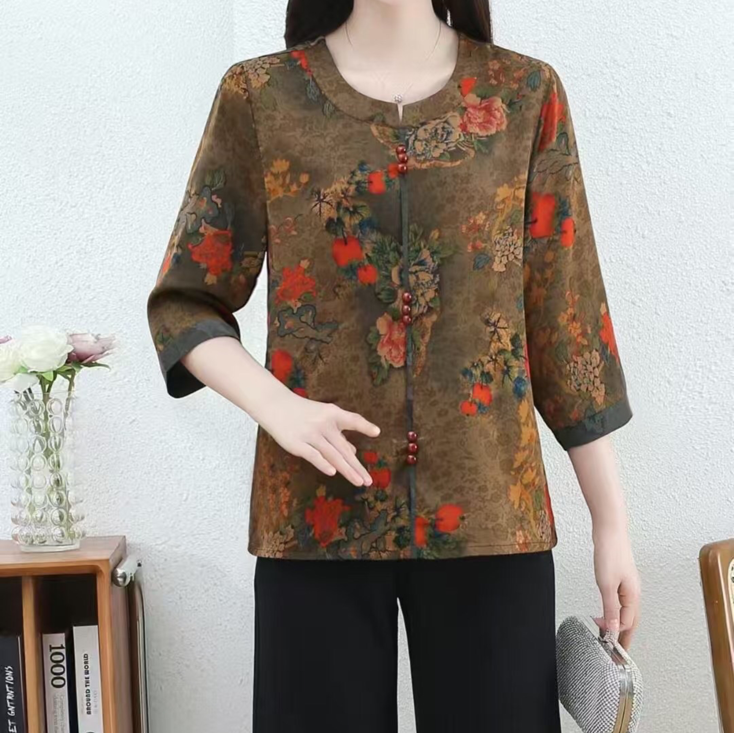 新品上市2025春秋季女装中长袖上衣流行款时尚中年服装码子XL到3XL
