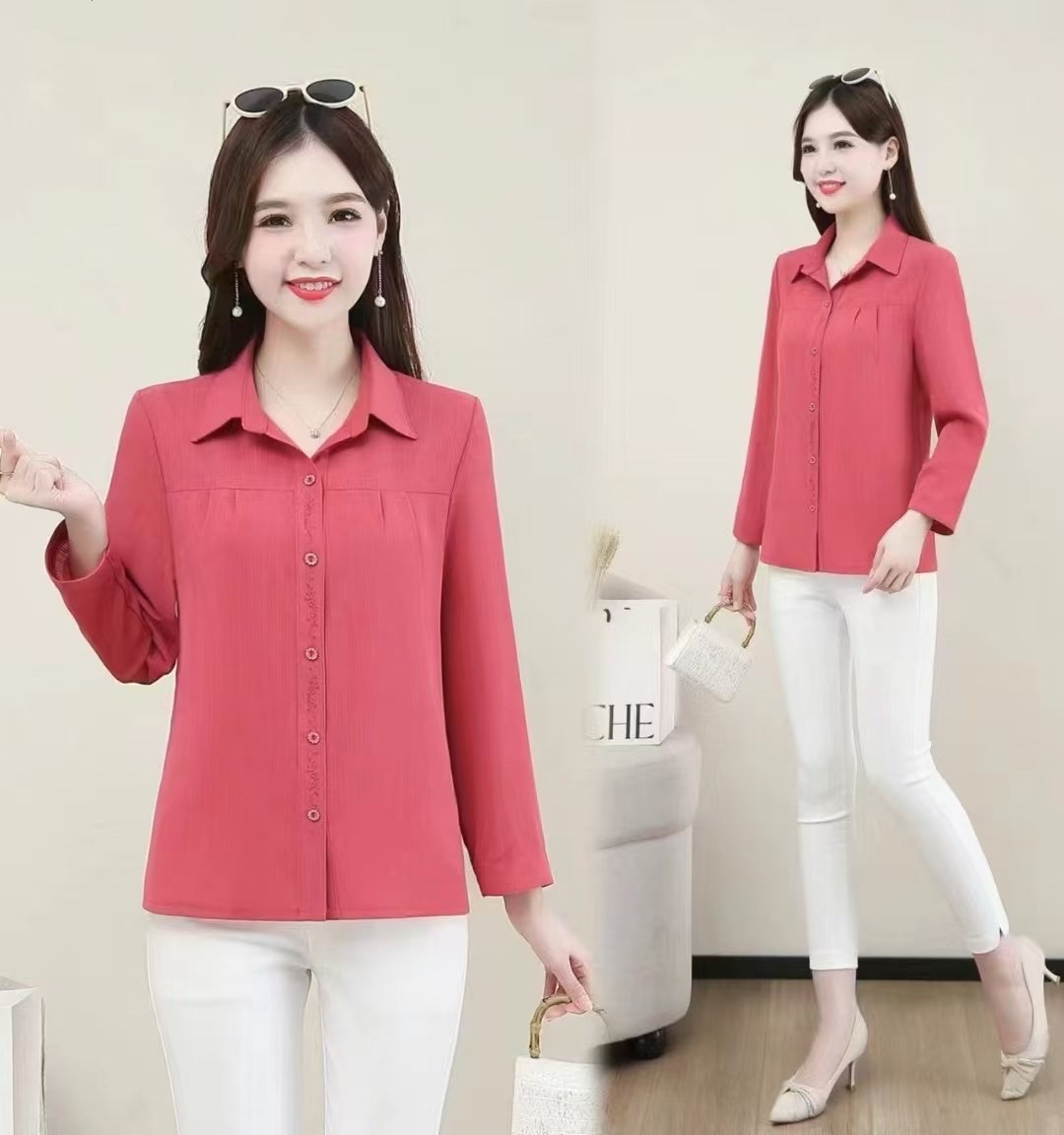 New arrivals: Spring/Autumn 2025 Women's pullover mid-sleeved top, a trendy and fashionable middle-aged outfit, available in sizes from XL to 3XL pic 4