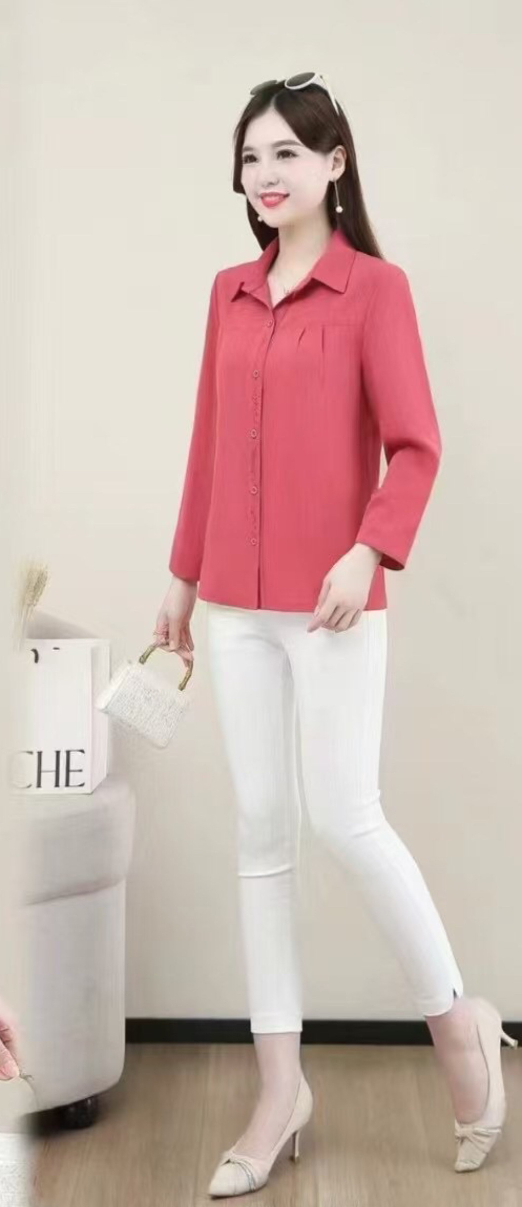 New arrivals: Spring/Autumn 2025 Women's pullover mid-sleeved top, a trendy and fashionable middle-aged outfit, available in sizes from XL to 3XL Specification image