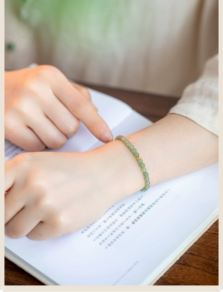 和田玉小米珠5mm晴水手串女18k金珠玉石手链叠戴高级感手串水晶能量手串文玩手串详情图6