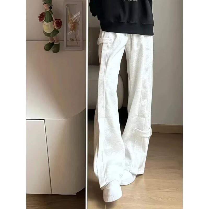 白灰色解构弯刀卫裤男款春季新款休闲裤重磅垂感直筒裤子时尚潮流详情图5